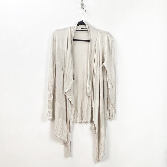 Tahari Medium Womens Beige Knit Waterfall Open-front Cardigan - Picture 1 of 6